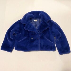NOIZE Blue Faux Fur Cropped Jacket Coat Medium